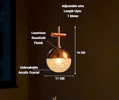 Image of FILLISKA Luxurious Hanging /Pendant Light. Warmwhite Light (Acrylic Crystal RoseGold-351)