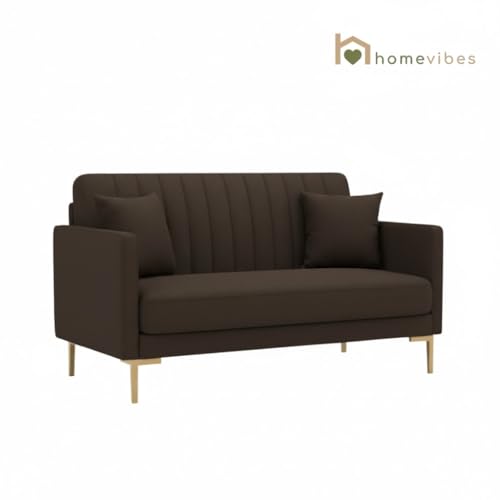 Image of 3+2 Seater Velum Fabric Sofa Set for Living Room, Modern Design with High Density Foam, Solid Wood Frame, Ergonomic Comfortable Seating for Home & Office (Dark Brown, 3+2 Seater) | Soft foam comfort, Strong wood frame
