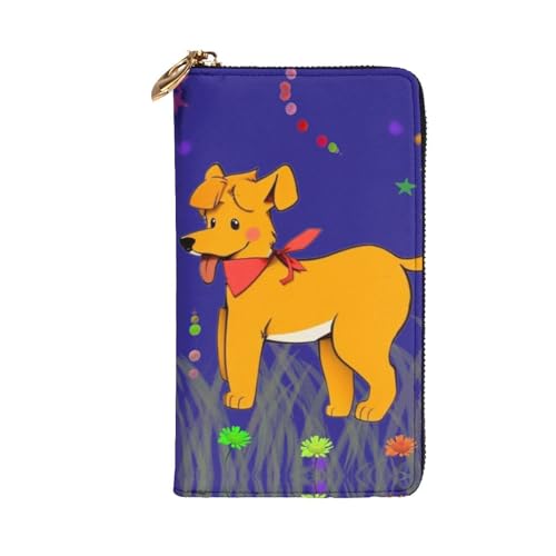 Spitting Tongue Cartoon Dog Picture Leather Long Clutch Wallet for Fashionable Girls and Women - Durable, Stylish, and Functional, Black, One Size2