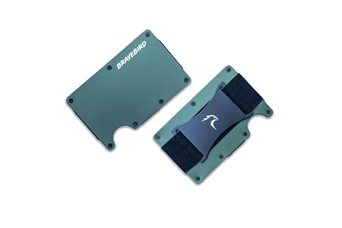Bravebird Slim Metal Wallet, Card Holder, Forest Color, 8-9 Card Capacity, RFID Blocking, Clip or Strap