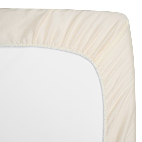 Image of American Baby Company 100% Natural Cotton Percale Fitted Crib Sheet for Standard Crib and Toddler Mattresses, Cream, Soft Breathable, for Boys and Girls