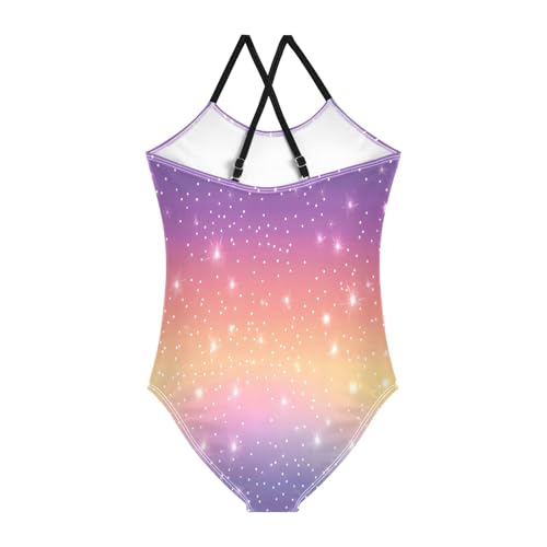 Girl's One Piece Swimsuit Colorful Glitter Rainbow A Beach Bathing Swimwear2