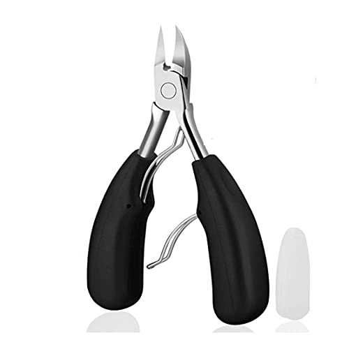 Image of FirstTry Toenail Clipper | for Thick & Ingrown Nails | Heavy Duty Soft Grip Podiatrist Tool with Stainless Steel Sharp Blades & Lighter Soft Big Handle | Use for Family and Medical (Black)