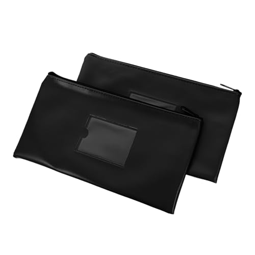 Uonlytech 2Pcs Window Zipper Storage Bag for Money Checks and PU Leather Cash Wallet with Card Holder Multifunctional Coin Wallet for Easy Organization