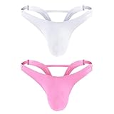 Anzhee Sexy Jockstrap Herren String Slip Unterwäsche Männer Jock Strap Briefs Tanga Sport Atmungsaktiv Unterhosen Männlich Sportunterwäsche für Mann Rosa Weiß