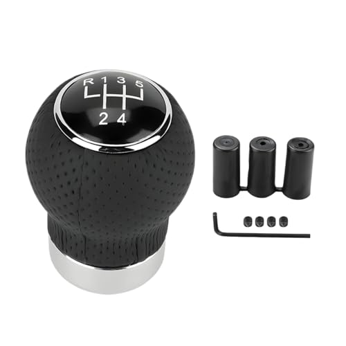 ZIMISI 5-Speed Car Shift Knob, Leather Shift Knob Lever Kit, Automatic or Manual Gear Stick Handle Replacement Accessories, Universal Transmission Shift Head for Most Cars (Gear 5/Round Head R Up)