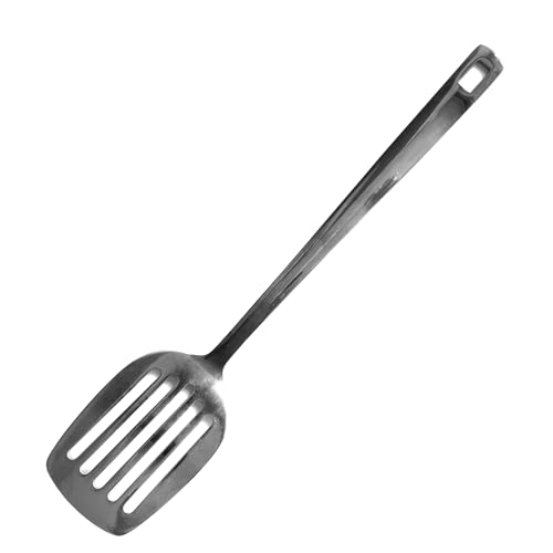 Fackelmann Paletta forata, materiale in acciaio inossidabile riciclato, alto spessore lucido, lavabile in lavastoviglie, dimensioni 36 x 7,5 cm spessore 3,5 mm