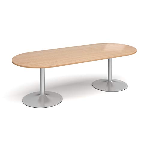 Image of Mr Office Trumpet base radial end boardroom table - silver frame, Beech