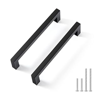 Goldenwarm 10 Pack 5 Inch Solid Cabinet Handles Black Cabinet Pulls Black Drawer Pulls Kitchen Drawer Handles Zinc Alloy Dresser Hardware for Cupboard Bedroom