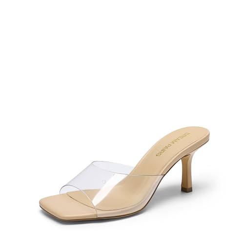Image of DREAM PAIRS Women's Heeled Sandals - Classic Comfort,Size 6,Nude/Clear,SDHS25004W