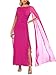 Lrady Women's Formal Evening Gowns High Split Ruffle Wedding Guest Cape Sleeve Cocktail Party Maxi Dresses, Hot Pink, Small
