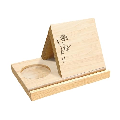LearnLyrics Portalibros triangulares, Portalibros de madera con soporte para café, Delicadas fundas para libros de estantería, Organizador de revistas de escritorio de moda, Sujetalibros de estantería