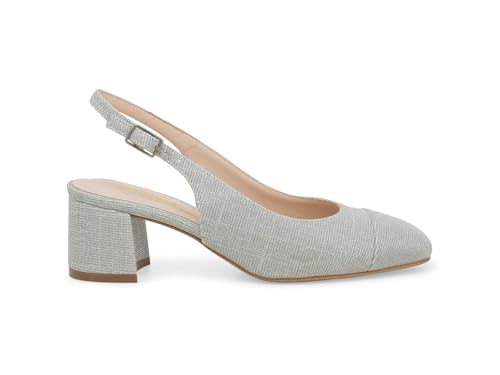 Melluso Décolleté Slingback Comfort in Tessuto Argento 35 / Argento