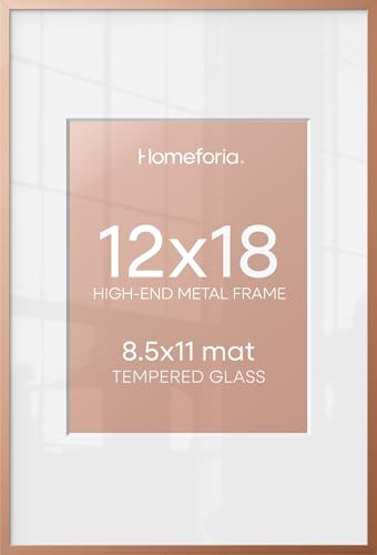 Homeforia 12x18 Rose Gold Picture Frame with Mat