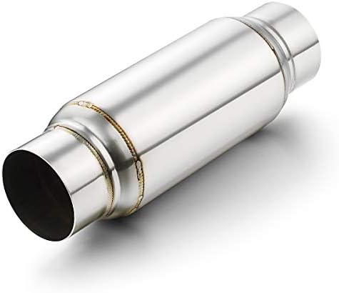 Exhaust Resonator 3" Inlet, A-KARCK 3" Inlet 3" Outlet 12" Overall Length Resonator Deep Tone Clear Up Rasp