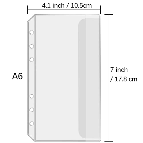 UMSICHT 12PCS A6 Binder Pockets with No Zippers, Zipless Budget Envelopes with Lids, A6 Binder Pouch for 6 Ring Binder, Money Folder Organizer, Clear PVC Savings Challenges Envelopes, 12PCS. - Thumbnail 3