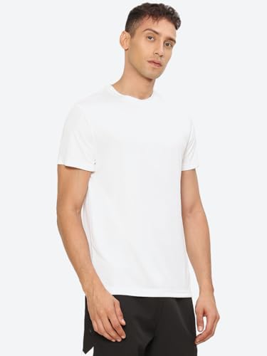 Image of hummel Budoc Round Neck Half Sleeve Solid Regular fit Polyester T-Shirt for Men Comfortable Breathable Fabric Stretchable for Everyday Use Ideal for Yoga Training Gym Running or Performance