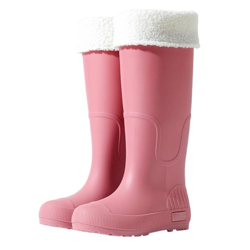 Botas de goma para mujer, resistentes al agua, antideslizantes, resistentes a la abrasión, zapatos de lluvia, cómodos, ligeros, impermeables, para días lluviosos, jardín, exteriores, Rosa., 40 EU