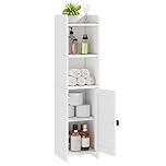 Lomojo Small Bathroom Storage Cabinet Corner,Bathroom Floor Cabinet with Adjustable Shelves, Freestanding Narrow Toilet Paper Organizers for Small Spaces, White