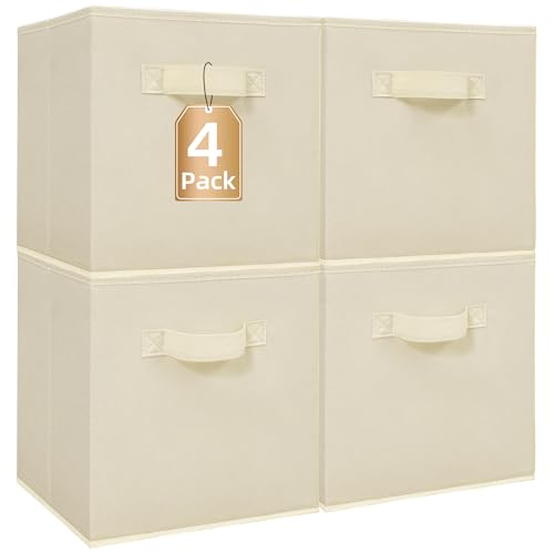 STORAGE MANIAC Storage Cubes, 11 Inch Collapsible Storage Bins with Handles, 4 Pack Fabric Foldable Bins for Organization, Durable Storage Bins for Cl