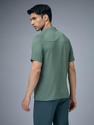 Image of TECHNOSPORT Men's 100% Polyester Slim Fit Self-Design Half Sleeve Polo T-Shirt with Double Cool, SPF50+ Properties for Gym, Workout 7 Regular Use