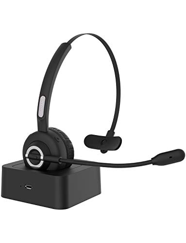 Bluetooth Headset, [Updated] Sanfant V5.0 Trucker Bluetooth Headset with Microphone Noise Canceling, 18hrs