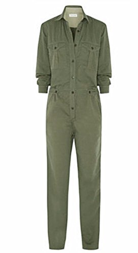 Sexyshine Women's Casual Long Sleeve Button Down Jumpsuit Romper Overalls(AG,M) Army Green