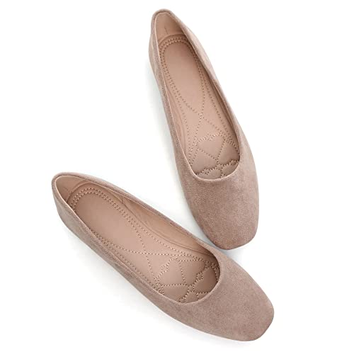 Image of ChaiRong Zhou Women Square Toe Ballets Flats Comfort Slip On Walking Shoes for Driving
