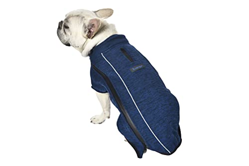 iEnergy™ OSC isolierende und warme Outdoor-Hundejacke mit Fleece-Innenfutter, windabweisender, ultraleichter und reflektierender Hundemantel, Ganzjahres-Hundeviespullover (Blau Groß)