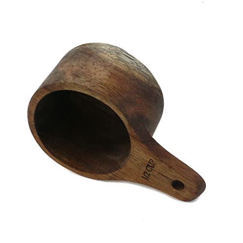 Vaso medidor de madera 0.5 taza natural miniatura 3