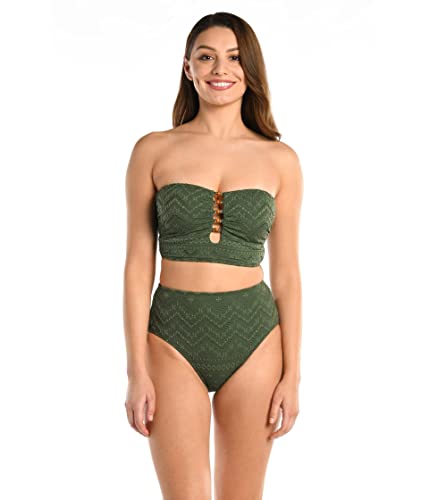 La Blanca Damen Bandeau Bikini Badeanzug Top, Olivgrün/Salzwassersand, 44