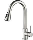 Grifo Cocina Extraiblee,Grifos Cocina Fregadero con Ducha de 360 Giratorio Grifo con Ducha 2 Modos de Rociador con Burbujeador Desmontable(cepillado)