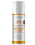 AnuMed Vitamin D3 10,000 IU Oil-Free Cream with Magnesium + Hyaluronic Acid, Vitamin E. Moisturizing Cream for Dry Skin. Non-Greasy, Non-GMO, 100% Vegan, Gluten-Free (3oz)