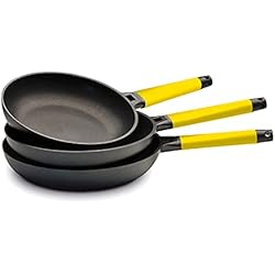 Sartenes Fundix Amazon Castey - Set 3 Sartenes Vitro-Gas Mango Amarillo 20-24-28 cm