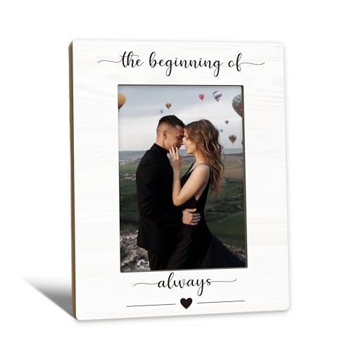Beliran Engagement Picture Frame 5x7 Wedding Photo Frame Anniversary Engagement Gifts for Couples The Beginning of Always Wedding Couples Wooden Picture Photo Frames for Desk Home Room Decor