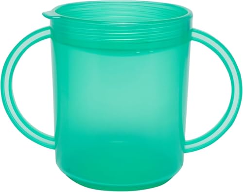Image of TalkTools Recessed Lid Cup with Handles - Leak Proof | Promotes Oral Motor Skills, Lip Closure, and Self Feeding | Alternative to Sippy Bottle | Food Grade Materials | Dishwasher Safe (Green)