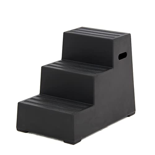 Nedlandic Quality Horse Supplies « Exclusif » Aide à la Montée pour Cheval, 3 Marches en Plastique Noir