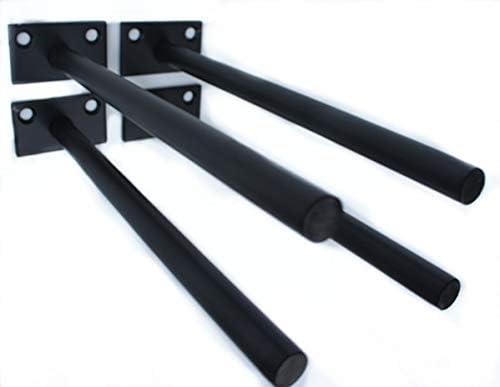 4 Pcs 10" Black Solid Steel Floating Shelf Bracket Blind Shelf Supports - Hidden Brackets for Floating Wood Shelves - Concealed Blind Shelf Support – Screws and Wall Plugs Included