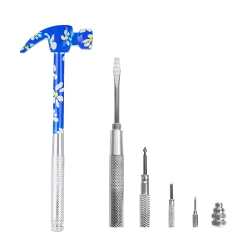 GreatNeck 5-in-1 Hammer, Built in Multitool Screwdriver, Chrome Plated