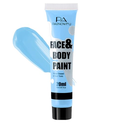 PASNOWFU Light Blue Face Paint - Professional Water-Based Non-Toxic Body Painting for Avatar Sally Halloween SFX Cosplay Highly Pigmented Washable paint for Costume Party Stage Performance