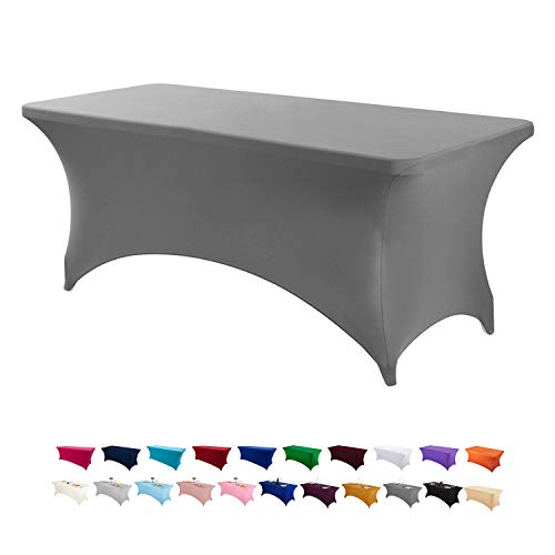 Image of Peomeise 6FT Spandex Table Cover Rectangular Stretch Spandex Tablecloth (Gray,6FT)