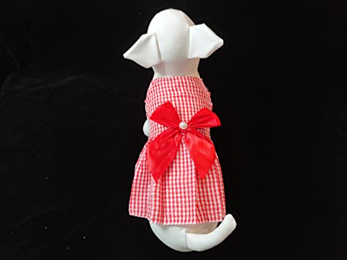 Image of KUTKUT Small Dog Girl Stripe Dress for Puppy Clothes Female Princess Tutu Frock Skirt Summer Shirt for Shihtzu, Maltese Cat Pet Apparel Outfits (Size: L, Chest: 45cm, Length: 35cm)