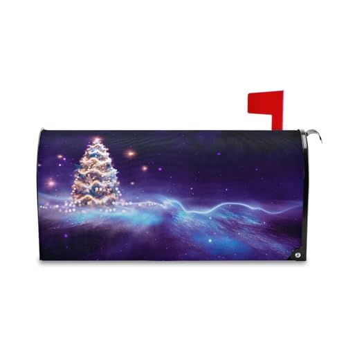 susiyo Fantasy Landscape with A Christmas Tree Mailbox Covers Magnetic Large Size 20.8x25.4 inch Decorative Fabric Mailbox Wrap Cover Patio Holiday Decor