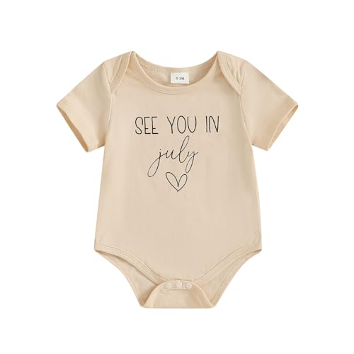 Yccutest Surprise Pregnancy Announcement Baby Onesie Newborn Infant Reveal Ideas Baby Announcement Bodysuit Unisex 0-3 Months (Apricot July 0-3 Months)