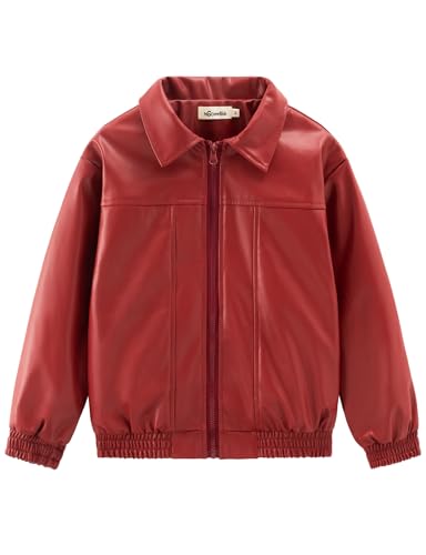 Noomelfish Girls Faux Leather Jackets Kids Motorcycle Bomber Coats Fall Outfits Winter Clothes(5-14 Years)2