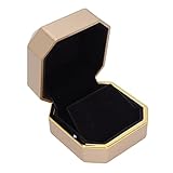kaisudiAP Caja de regalo para anillos, elegante estuche protector pequeño para guardar joyas con luz, ideal para pedidas de mano o bodas. (Oro)