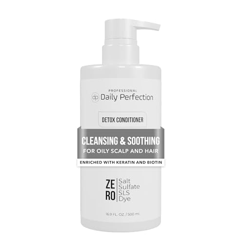 Daily Perfection Detox Conditioner - Cleansing and Soothing Deep Conditioner with Biotin and Keratin for Oily Hair and Scalp - Salt Sulfate and Paraben Free - 16.9 Fl Oz