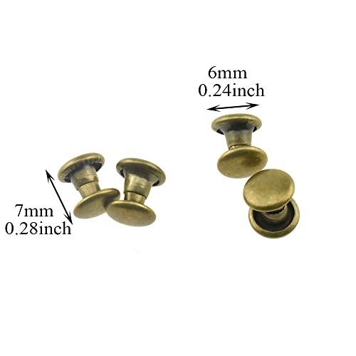 Hao Pro Rapid Rivet 6X6Mm Bronze Studs Round Double Cap Leather Tubular Fastener Stay Secure Snap Close Clean Cut Sturdy For Repair Craft Fabric Purse Clothes Shoes Bags Belts Jeans 120Sets #TOP1