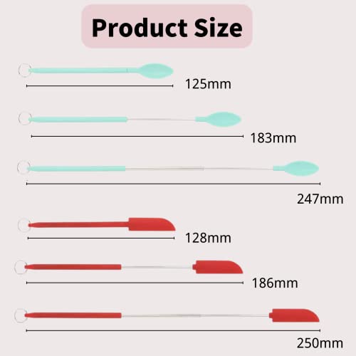 8Pcs Mini Silicone Telescopic Spatula Set Makeup Spatula Small Spatula Adjustable Mini Spatula For Cosmetics Jar Spatula Tiny Silicone Spoon Spatula For Kitchen And Beauty #TOP3
