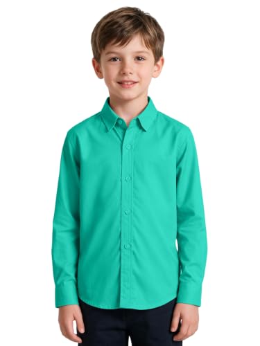 Image of DHTS Boys' Dress Shirts Toddle Boy Long Sleeve Uniform Shirt for Kids